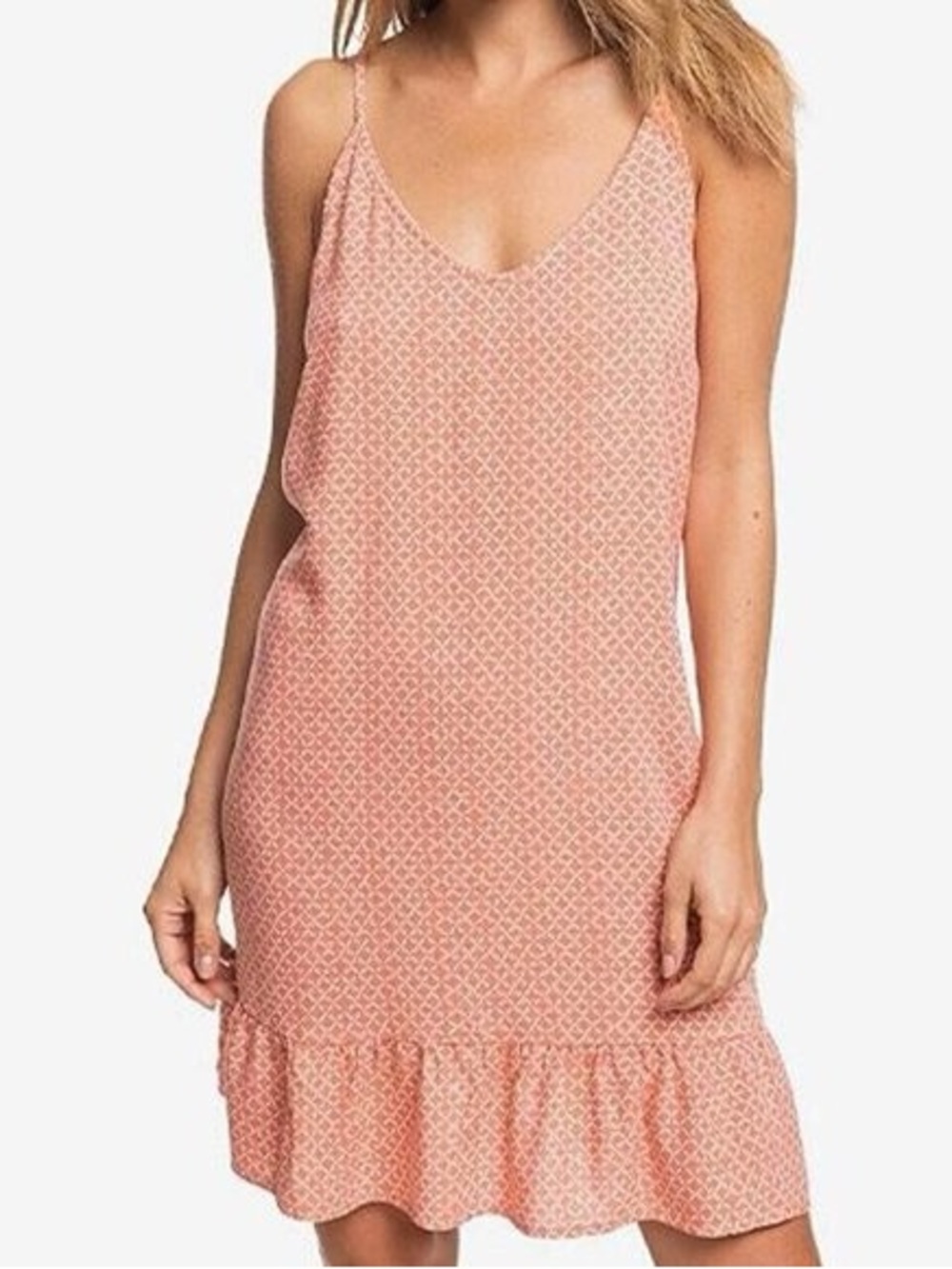 Roxy "Tales of Us" strappy dress in a coral orange Ruffle Hem Dress size XS